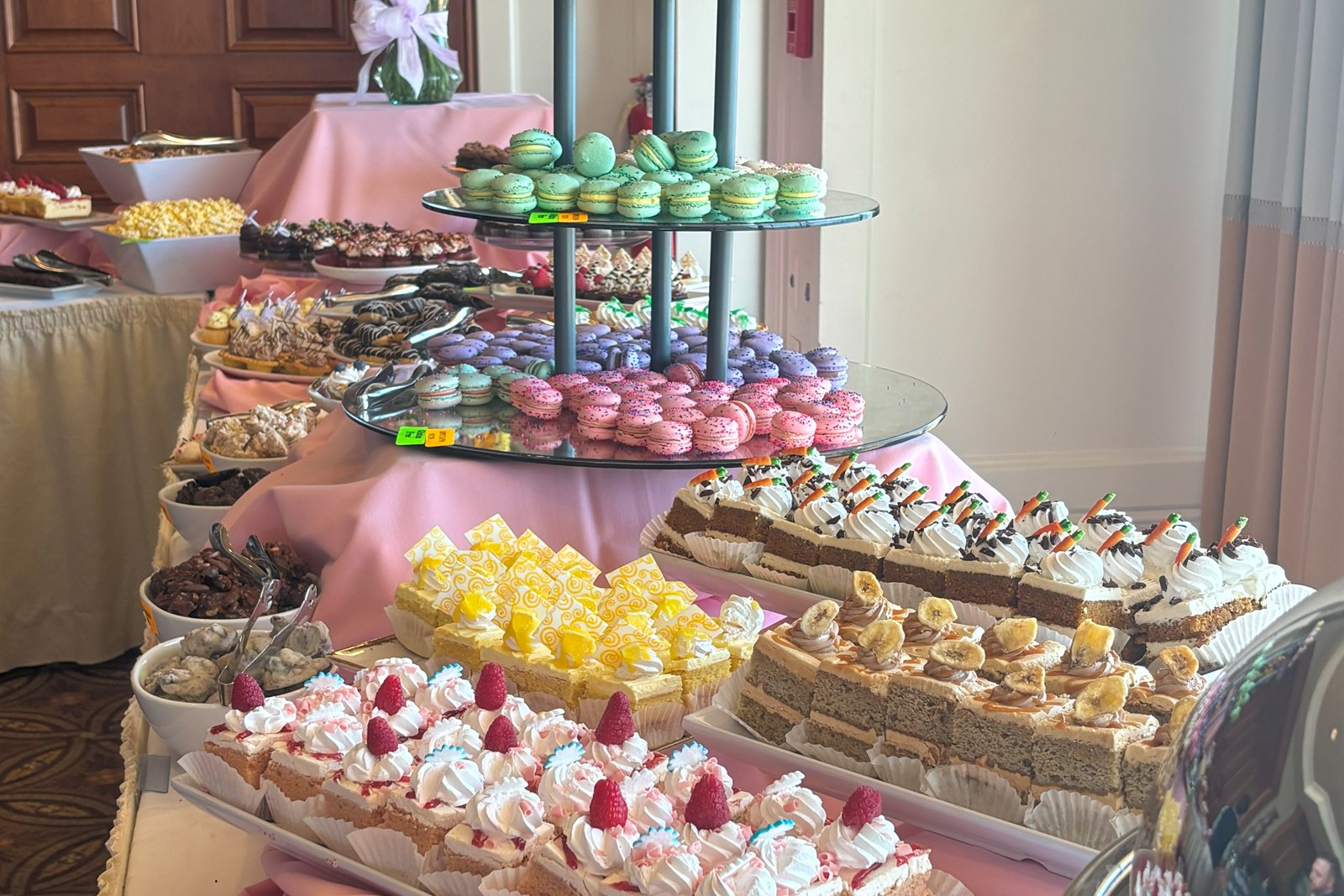 A dessert table prepared for a club event